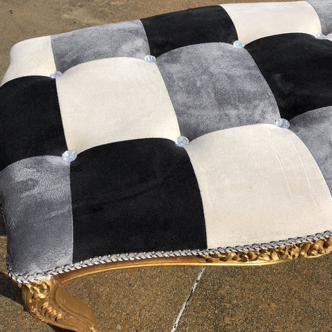 Harlequin Rococo Hollywood Regency Rococo Gilded Harlequin Bench – Fig House Vintage