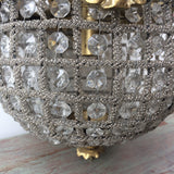 1970s Crystal and Brass Empire Chandelier