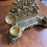 1970s Rococo Brass Double Ink Well