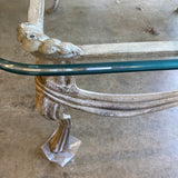 1970s White Metal Coffee Table With Glass Top - FREE SHIPPING!