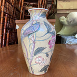 Vintage Matching Floral Bird Vases- a Pair
