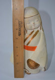 Gold and Orange Hand Painted Ceramic Kokeshi Doll