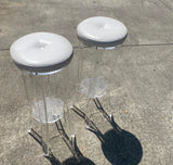 1970s Vintage White and Lucite Stools - a Pair