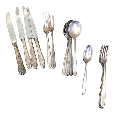 1970s Silver Flatware Set With Monogramed 'H'