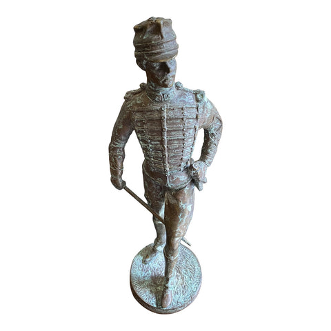 1970s Military Soldier Bronze Sculpture on Stand