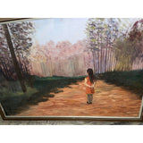 1970s Original Figurative Forest Landscape Oil Painting on Canvas, Framed