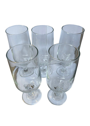 Vintage Stemmed Beer Glasses- Set of 5