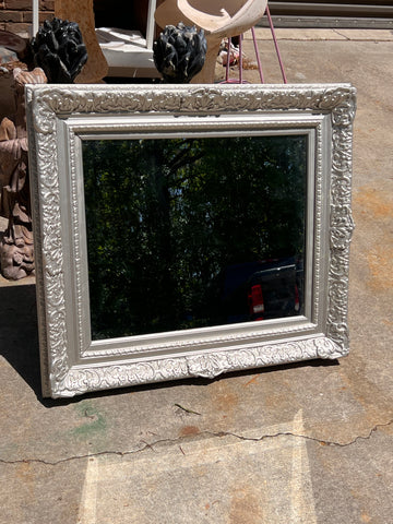 Vintage wooden silver mirror