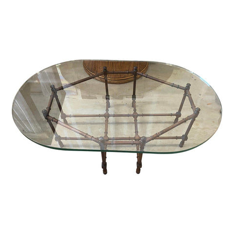 Vintage Glass Topped Bamboo Coffee Table