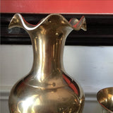 1970s Collection of Brass Vases Regency Etched Details - Set of 3