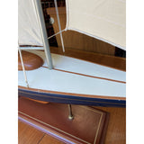 1970s Large Nautical Wooden Boat With Sail and Brass Details