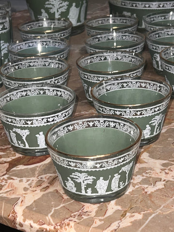 Grecian Plato & Aristotle green rock set of 36 drink ware