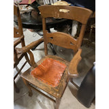1970s Vintage Wooden Chairs With Leather Seats - a Pair