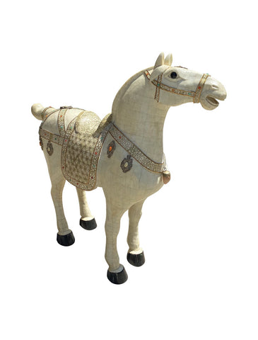 1970s Life Size Marble Horse With Gem Details