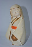 Gold and Orange Hand Painted Ceramic Kokeshi Doll