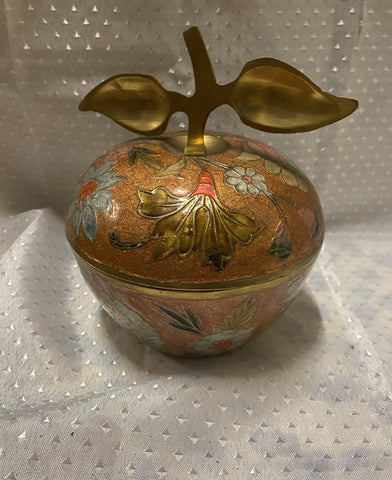 Cloisonné Brass Apple With Elaborate Details
