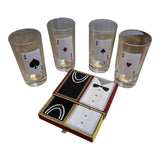 Vintage Poker Night Glassware & Cards, 5 Pieces