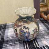 Chinoiserie Asian Vase With Ruffled Neck