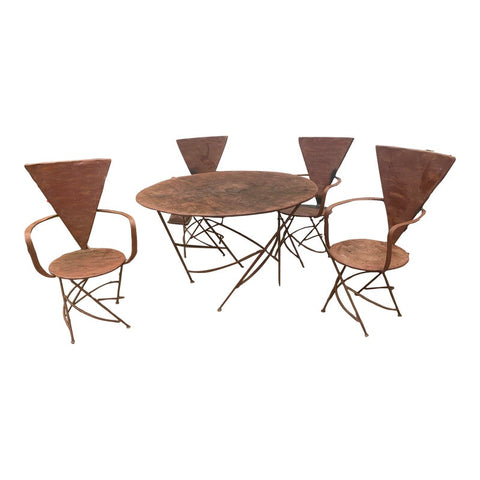 Outdoor Minimalist Geometric Metal Table & 4 Chairs
