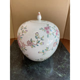 1970s Chinoiserie Floral Round Vase