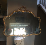 French Rococo Gilded Wood Acanthus Mirror