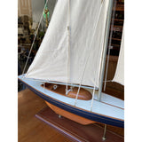 1970s Large Nautical Wooden Boat With Sail and Brass Details