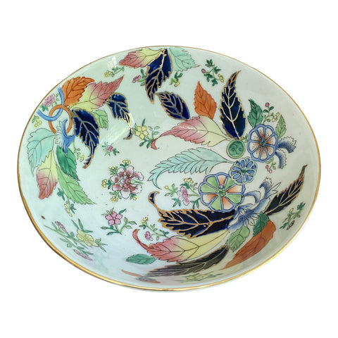 1970s Asian Chinoiserie Plate With Blue Flowers