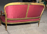 Vintage gold and red loveseat