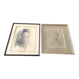 Framed Charcoal Sketches - a Pair - FREE SHIPPING!