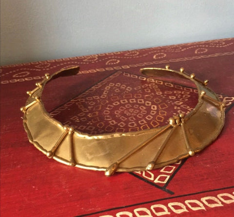 Brass Antique Brutalist Necklace / Choker
