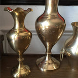 1970s Collection of Brass Vases Regency Etched Details - Set of 3
