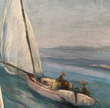 Large Seascape Painting With Sailboat