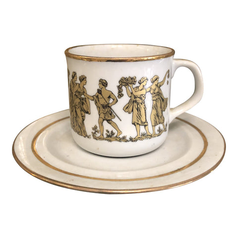 Kautechniki Greece 24 kt Gold Painted Cup and Saucer - FREE SHIPPING!