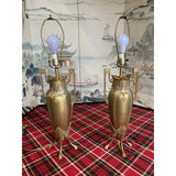 1970s Brass Lamps With Leaf Details - a Pair