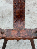 Antique wood and leather birthing chair