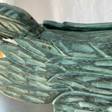 1970s Verdigris Wooden Bird Sculpture