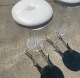 1970s Vintage White and Lucite Stools - a Pair