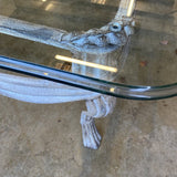 1970s White Metal Coffee Table With Glass Top - FREE SHIPPING!
