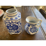 1970s Blue and White Vase and Pitcher - Set of 2