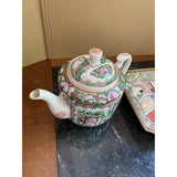 1950s Asian Rose Medallion Teapot & Matching Plate- 2 Pieces