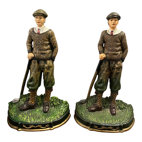Oversized Metal Classic Golfer Bookends - A Pair