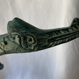 1970s Verdigris Wooden Bird Sculpture