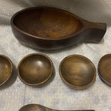 Wooden Asian Serving Bowls With Mini Bowls