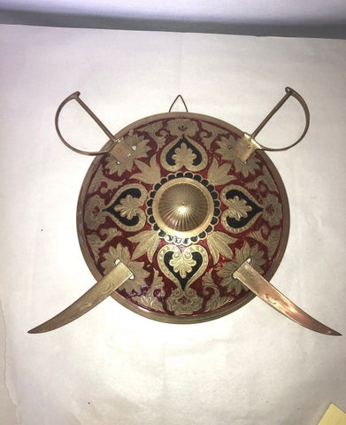 Turkish Brass Shield Sword Display