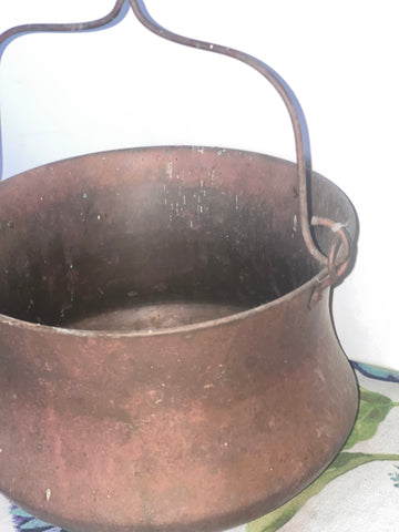 19th century hand made brass cauldron