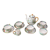 1970s Staffordshire White & Green Asian Tea Set