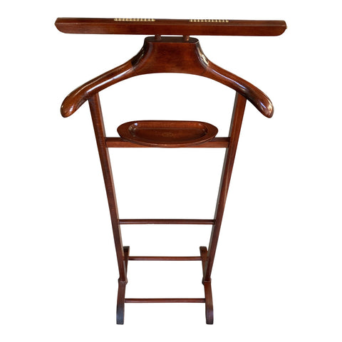 1970s Italian Wooden Valet With Brass Details