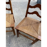 1970s Vintage Ladder Back Rush Seating Chairs - a Pair