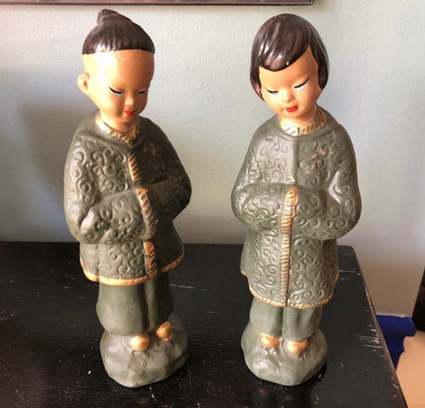 Little Pair of Chinoserie Figurines Stamped Japan