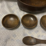 Wooden Asian Serving Bowls With Mini Bowls